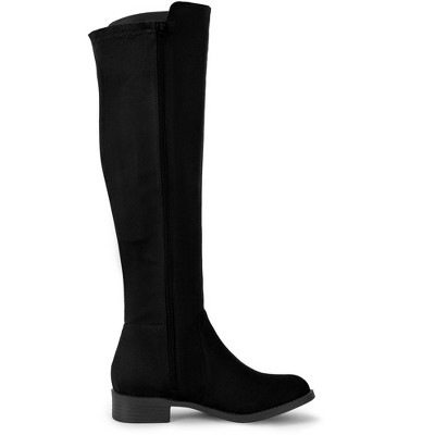 Perphy Women's Round Toe Zipper Block Heels Knee High Boots
