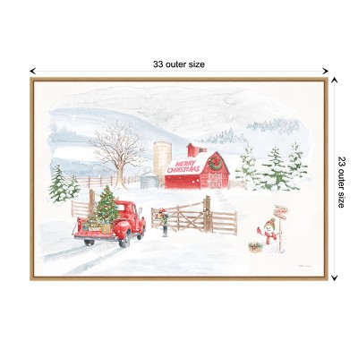 Large Red and White Christmas Snowman Canvas Framed Wall Art
