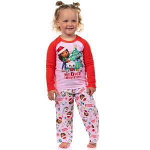 Gabby's Dollhouse Toddler Girls' Meowy Christmas Show Sleep Pajama Set Pink - 1 of 4