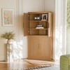 Spassway Natural Wood 2-Piece Tall Wood Storage Cabinet Pantry Cabinet with 4 Adjustable Shelves 4 Doors Freestanding Organizer for Living Room - 3 of 4