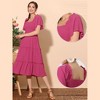 Allegra K Women's Boho Midi Square Neck Short Sleeve Tiered Flowy Smocked Dress - 2 of 4