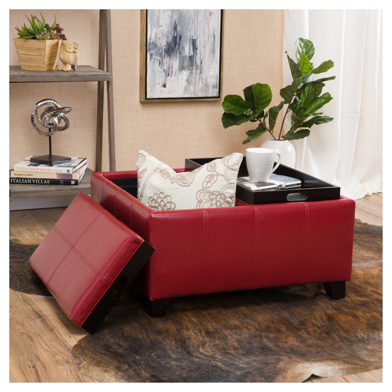 Mansfield Faux Leather Tray Top Storage Ottoman - Christopher Knight Home, 5 of 6