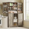 Aghana Digitals 72" Gray Wash Farmhouse Pantry Cabinet with 4 Barn Doors, 4 Adjustable & 8 Door - 2 of 4