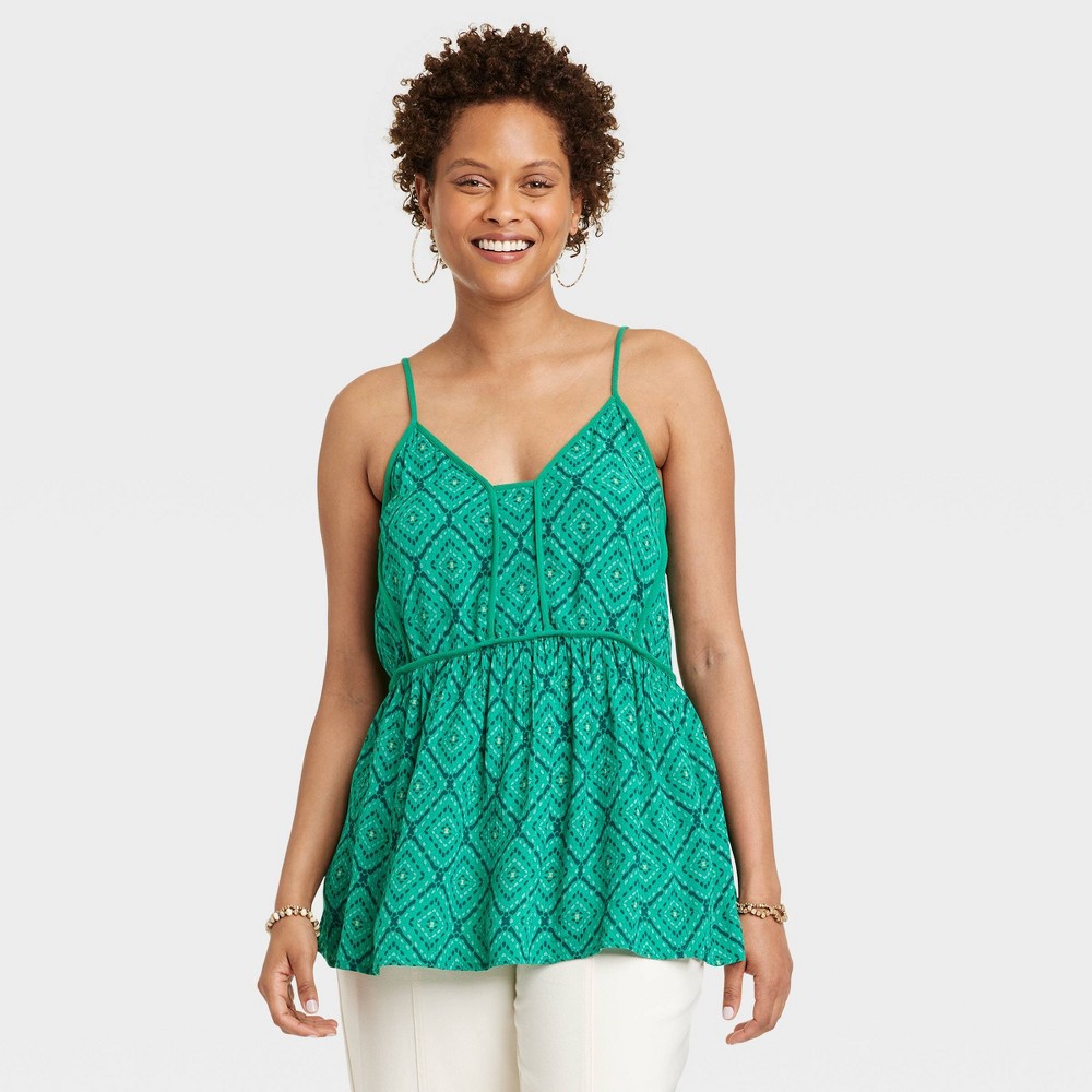 Women's Flowy Tank Top - Knox Rose™ Green Geometric L