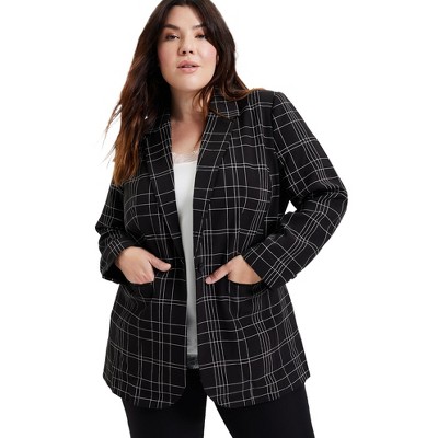 June + Vie By Roaman's Women's Plus Size Classic Boyfriend Blazer - 14 ...