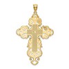 Black Bow Jewelry 14k Yellow Gold Large Fancy Filigree Bordered Cross Pendant, 31 x 52mm - 3 of 4