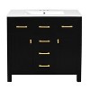 TUYOHW Bathroom Vanity with Ceramic Sink Combo Set, Modern Freestanding Single Bathroom Cabinet with 4 Drawers and 2 Cabinets, Black - 2 of 4