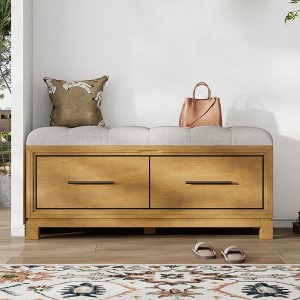 Shoe Storage Bench with Removable Cushion, Entryway Bench with Lift Top Storage, Upholstered Shoe Cabinet for Hallway Bedroom Living Room - 1 of 4