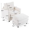 Christopher Knight Home Gerald Contemporary Corduroy Upholstered Club Chair and Ottoman Set, Ivory - 3 of 4