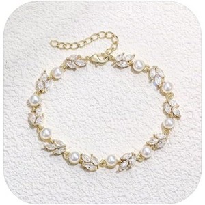 Crysdue Wedding Bridal Link Bracelet for Brides Bridesmaids, Marquise Cubic Zirconia Tennis Bracelets for Women Prom Jewelry - 1 of 4