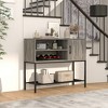 Tangkula Buffet Sideboard w/ Power Outlets & USB Ports Wine Racks & Storage Shelves Rustic - 3 of 4