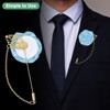 Unique Bargains Wedding Rose Men Suit Boutonnieres Lapel Pin with Gold Leaf Brooch 6 Pcs - 4 of 4