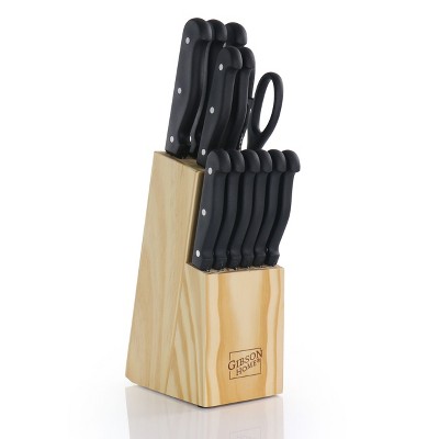 Gibson Home 13-Piece Black Stainless Steel Cutlery Set with Wood Block