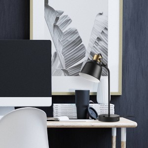 18" Dakota Table Lamp Matte Black - Globe Electric: Pivoting Shade, USB Port, ETL Listed - 1 of 4