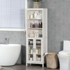 kleankin Tall Bathroom Storage Cabinet with 3 Tier Shelf, Glass Door Cupboard, Freestanding Linen Tower with Adjustable Shelves - 3 of 4