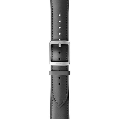 Withings 20mm Curved Leather Wristband - Black/Silver