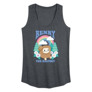 Women's Squishmallows Benny The Bigfoot Graphic Racerback Tank - Heather Charcoal - 1X - 1 of 4