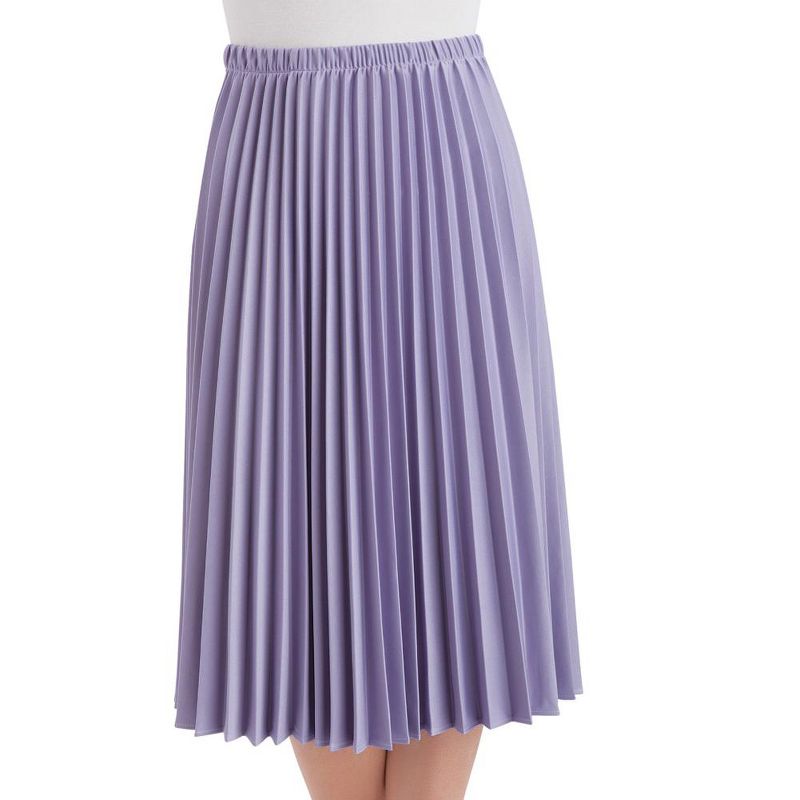 Collections Etc Classic Pleated Mid-Length Jersey Knit Midi Skirt with Comfortable Elastic Waistband, 3 of 4