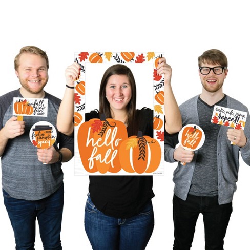 Big Dot of Happiness Fall Pumpkin - Halloween or Thanksgiving Party Selfie Photo Booth Picture Frame and Props - Printed on Sturdy Material - image 1 of 4
