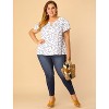 Agnes Orinda Plus Size Womens Tops Keyhole Flutter Short Sleeve Chiffon Floral Pattern - 3 of 4