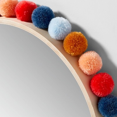 19&#34; Round Colorful Pom-Pom Kids&#39; Mirror - Pillowfort&#8482;