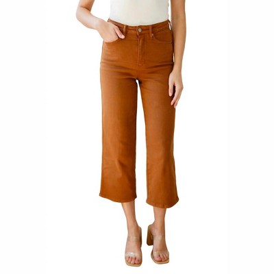 Women's High Rise Control Top Wide Leg Crop Jeans - Judy Blue