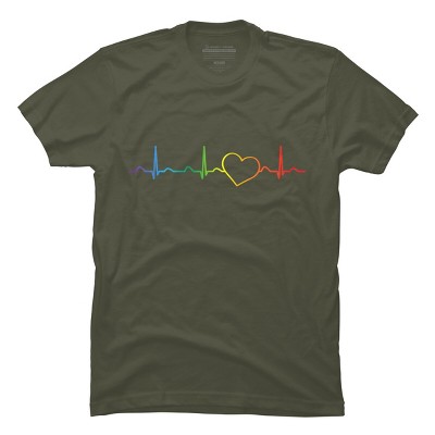 Adult Design By Humans Rainbow Pride Heartbeat By Luckyst T-Shirt
