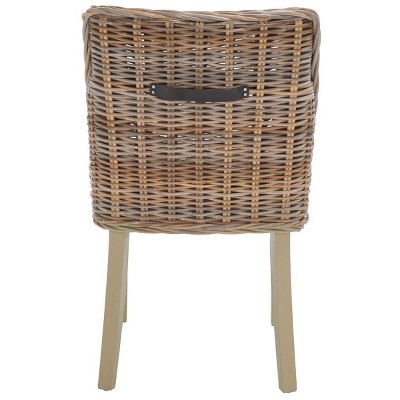 Caprice Gray Rattan and Mahogany Dining Chair Set