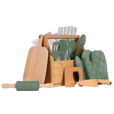 WeeSprout Little Chef Kids Cooking & Baking Set, 14 Piece Cooking Set with Real Kitchen Tools & Kids Apron, Baking Gift for Girls, Boys & Junior Chefs