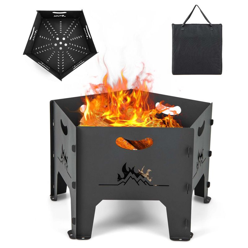 Costway Fire Pit for Outside 19 Inches Collapsible Portable Plug Fire Pit with Storage Bag, 1 of 10