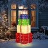Angel Sar 6FT Lighted Gift Box Tower, Pre-lit Pull Up Present Stack with 200 Warm White LEDs, Outdoor Indoor Christmas Decoration with Stakes - 3 of 4