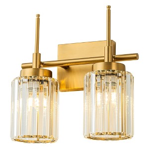 LLHZSY Modern Bathroom Vanity Wall Light Cylinder Bathroom Crystal Wall Sconces - Gold/Black-1/2/3/4/5 light - 1 of 4