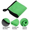 Unique Bargains Extra Large 500 GSM Microfibre Car Drying Towel 9.84"x9.84" Gray Green 3 Pcs - 3 of 4