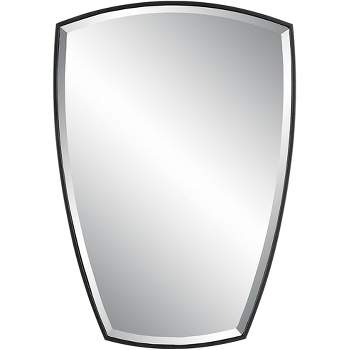Uttermost Crest Satin Black 25 1/4" x 36" Shield Wall Mirror