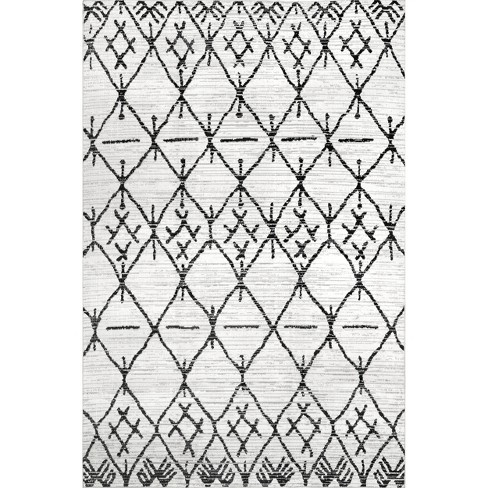 nuLOOM Casandra Machine Washable Moroccan Motif Area Rug - Grey 4' x 6