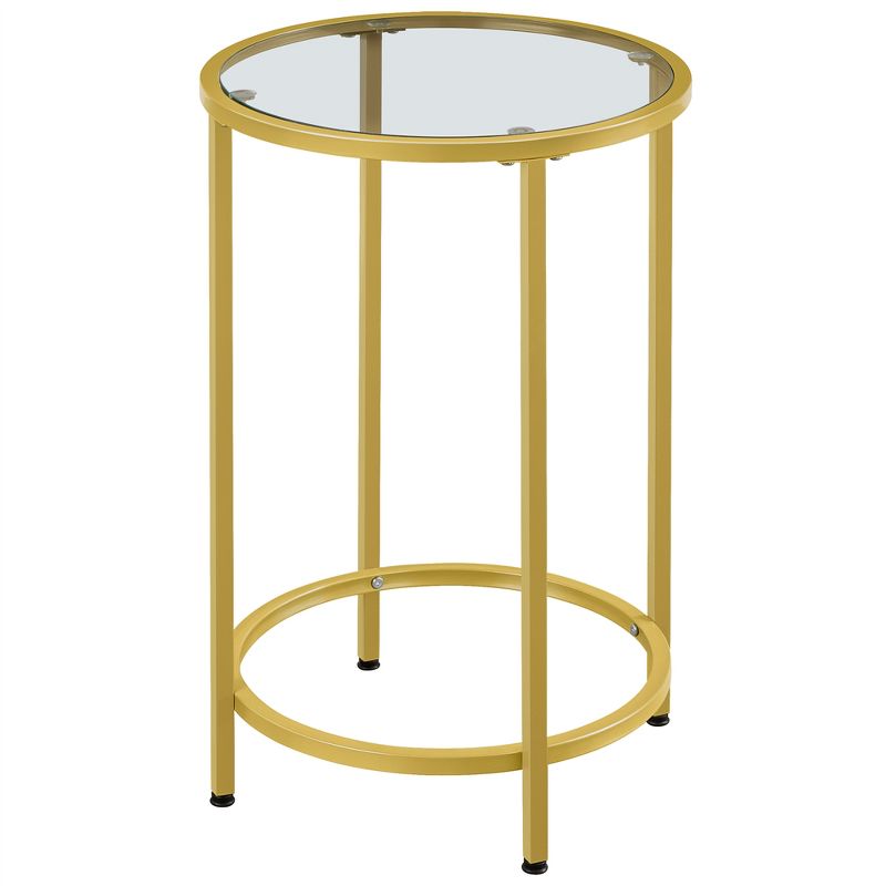 Yaheetech Round Accent Table with Glass Top and Metal Frame for Living Room, 1 of 13