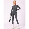 Allegra K Women's Stand Collar Ribbed One Piece Workout Fitness Full Body Shapers with Front Zipper - 4 of 4