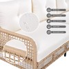 4-Pieces Outdoor Rattan Conversation Sofa Set with Swivel Chairs and Coffee Table - 3 of 4