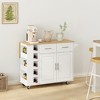 Okak Multi-Functional Kitchen Island with 2 Door Cabinet and 2 Drawers, Kitchen Cart with Spice Rack, Towel Holder and Foldable Wooden Top, White - 4 of 4