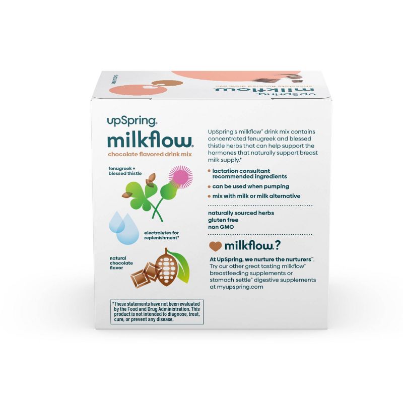 UpSpring MilkFlow Drink Mix Breastfeeding Supplement with Electrolytes - 16ct - Chocolate Flavor, 4 of 9