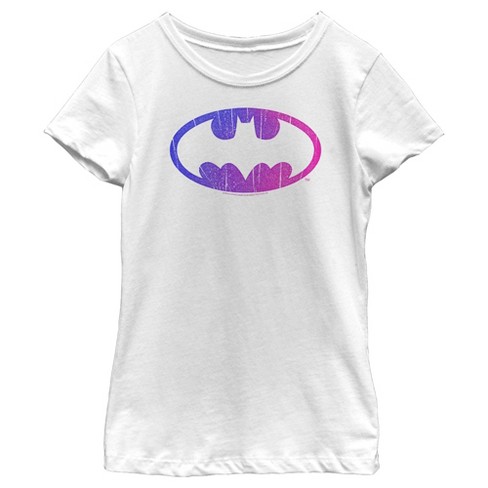 DC Comics Mens White Batman Bat Symbol Baseball Shirt Long Sleeve T-Shirt  Medium 