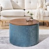 VisioGear 2-Piece Round Storage Ottoman, Equipped with a Drum Shaped Small Stool, Storage Space, and Desktop Panel, Dark Blue, 23.62"*23.62"*16.53" - 4 of 4
