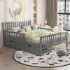 Twin Size Wood Platform Bed with Guardrails and Two Storage Drawers, Slatted Base, Classic Style for Kids-Maison Boucle - 2 of 4