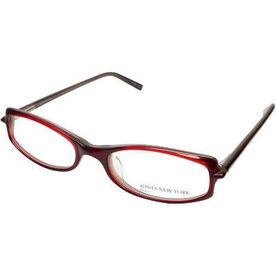 Jones New York J203 48mm Women's Acetate Oval Designer Eyeglasses OR Blue Light Filter OR Reading Glasses in Red-Brown