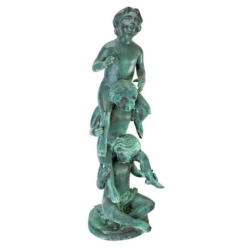 Design Toscano Child's Play Stacked Children Spitting Cast Bronze Statue:  Medium