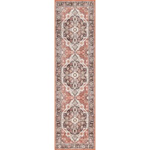 Well Woven Kings Court Zazzu Multi Red Non-Slip Rubber Backed Oriental Medallion Rug - Hallway, Entryway & Kitchen -Machine-Washable - 1 of 4