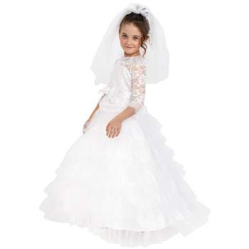 Dress Up America Bridal Gown Costume for Toddler Girls - Bride Dress Up Set