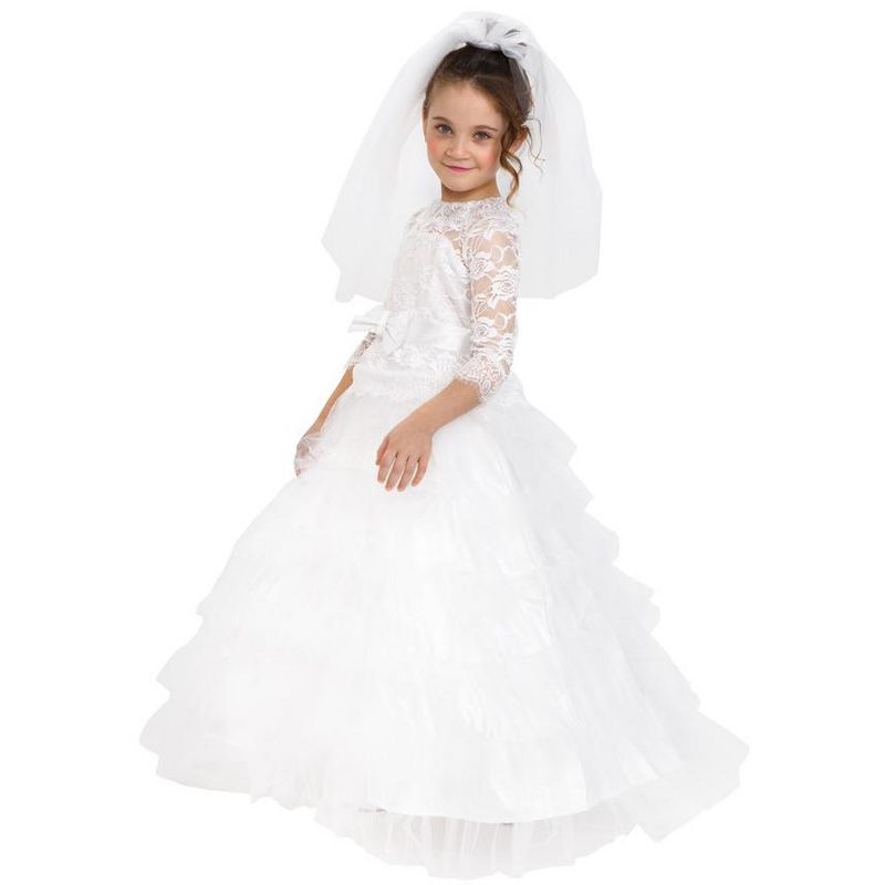 Dress Up America Bridal Gown Costume for Girls - Bride Dress Up Set, 1 of 7