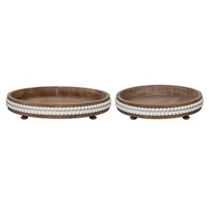 VIP Wood 20.25 in. Brown Beaded Display Trays Set of 2 - 1 of 2