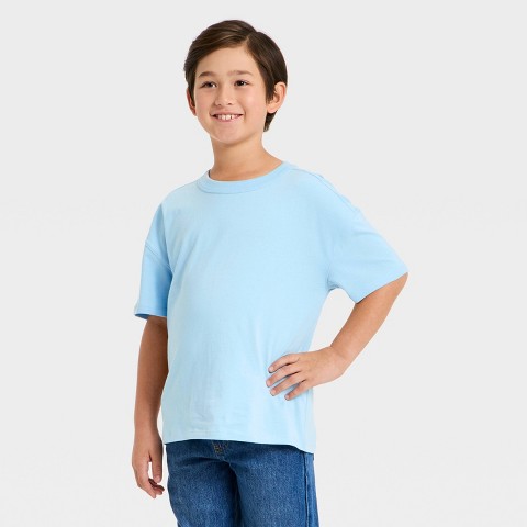Cat & Jack Boys' Short Sleeve Oversized T-Shirt - Cat & Jack™ Baby Blue L